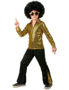 Déguisement disco pour garçon or à sequins avec chemise brillante et pantalon noir