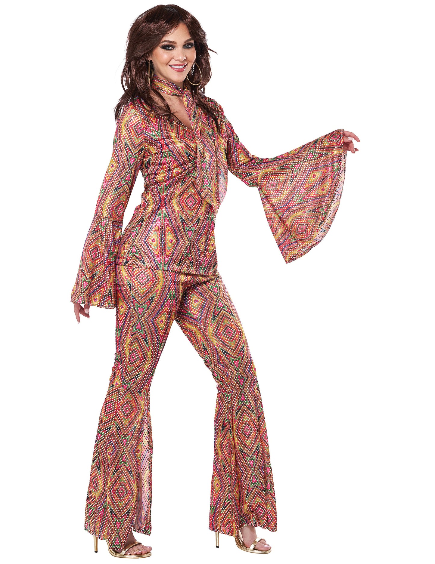 Vue de profil du déguisement Disco Paillette pour femme