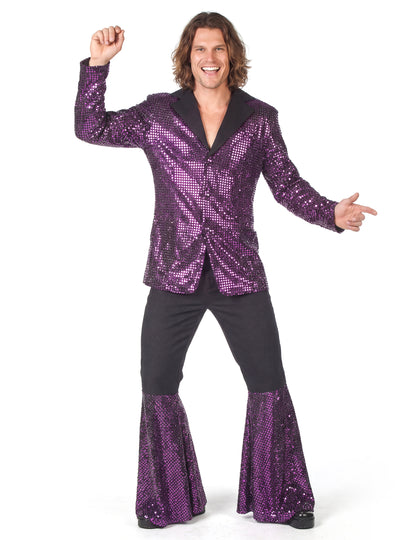 Moški vijolični disko kostum visokega cenovnega razreda