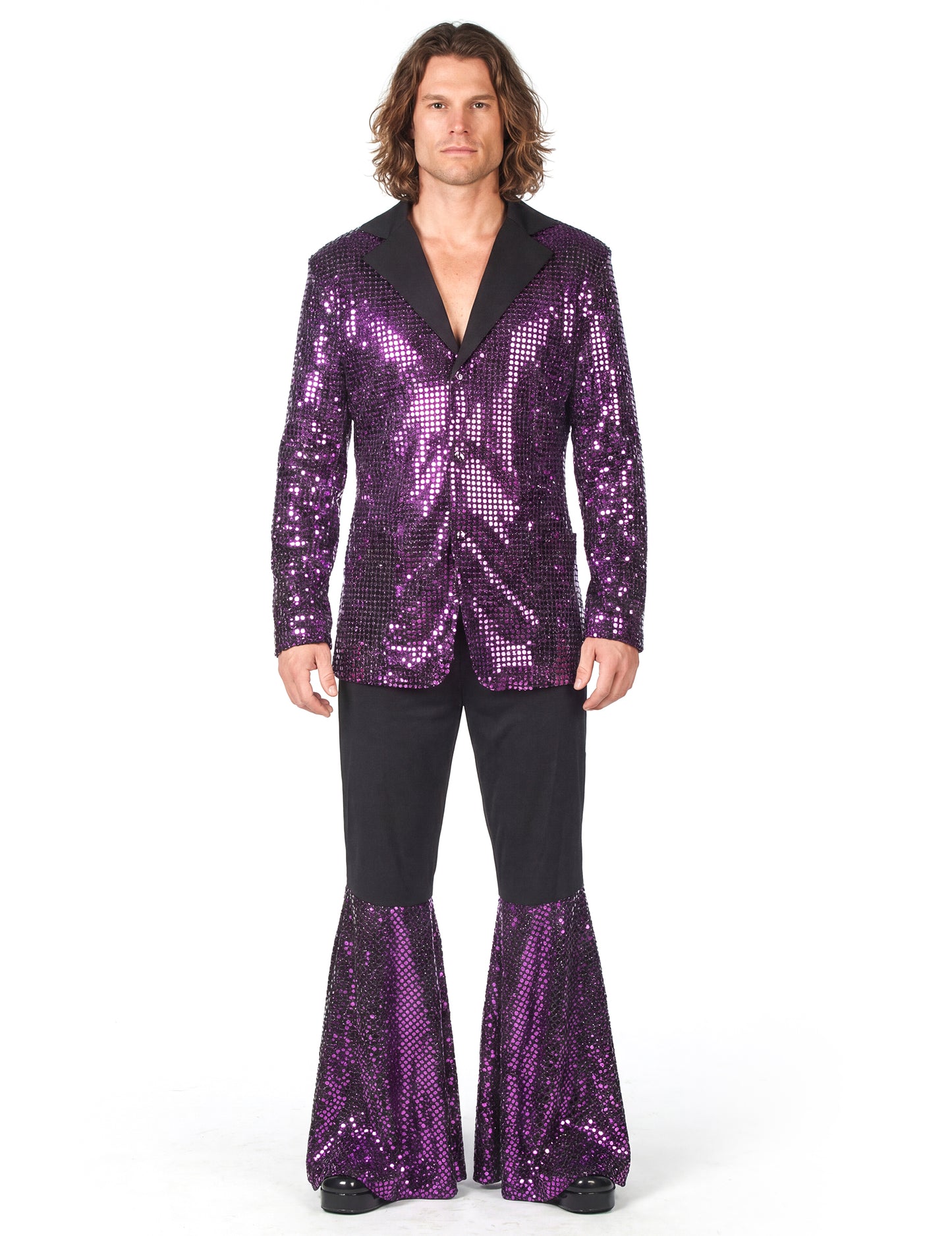 Moški vijolični disko kostum visokega cenovnega razreda