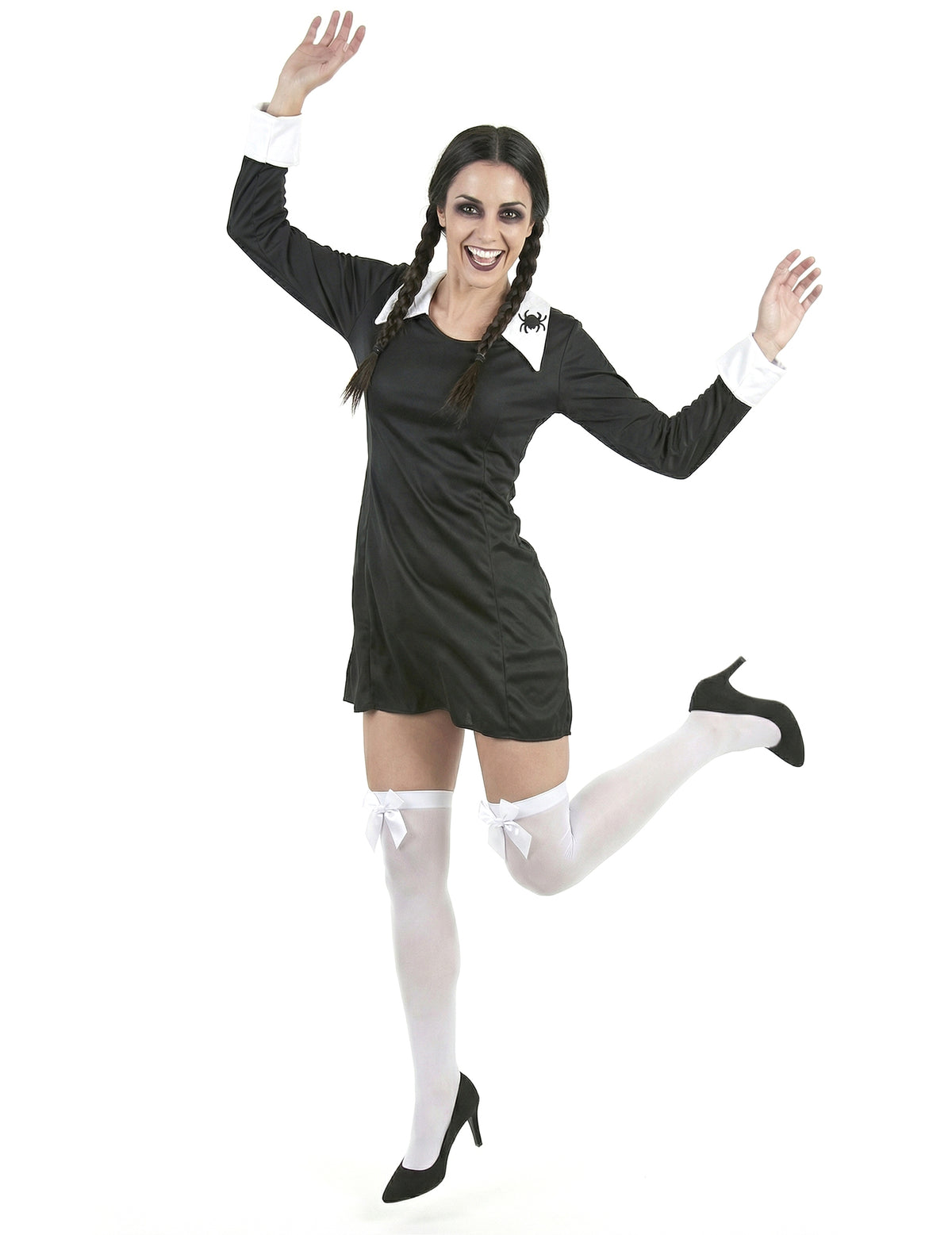 Mise en situation du déguisement d'écolière Halloween pour femme