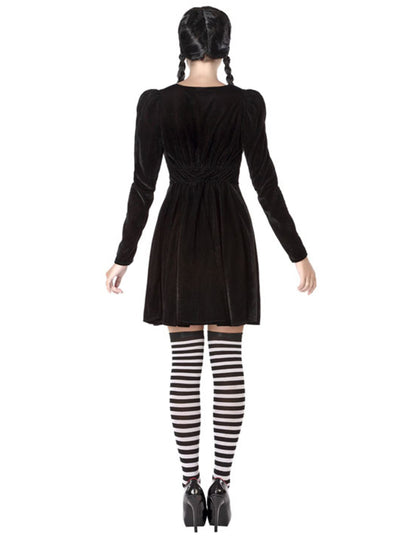 Vue de dos du déguisement écolière macabre pour femme