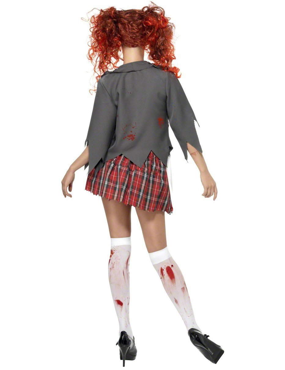 Zadnji pogled na kostum zombijeve šolske deklice