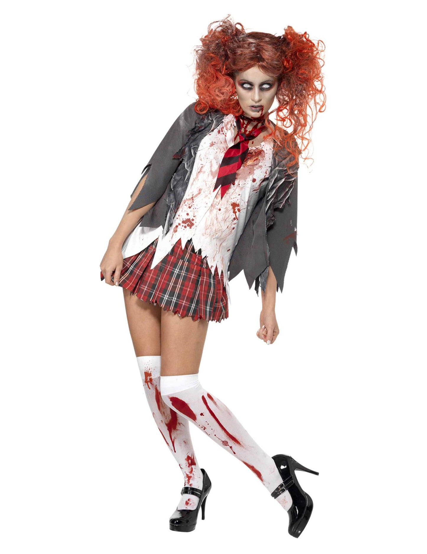 Sprednji pogled na kostum zombijeve šolske deklice