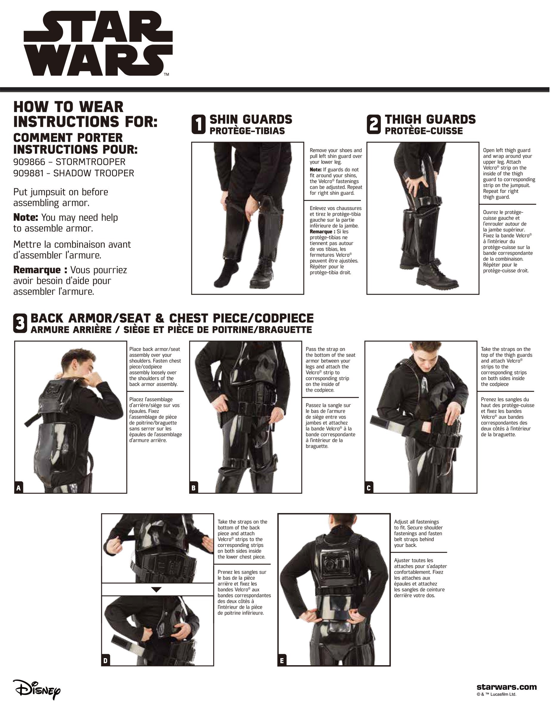 Navodila za oblačenje oklepa kostuma zbirateljske izdaje Stormtrooper Star Wars