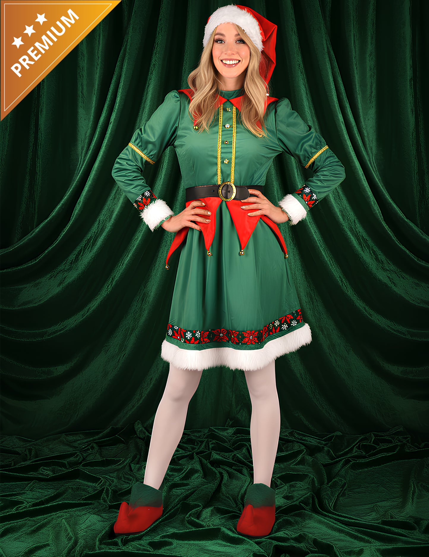 Razkošni božični škratov kostum za ženske