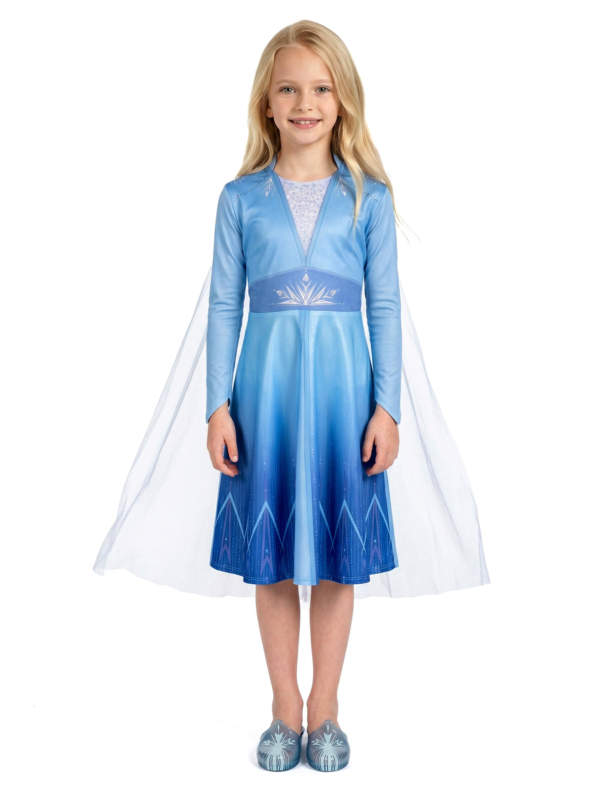 Vue de face du déguisement Elsa Reine des Neiges 2