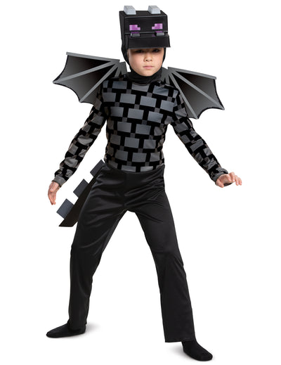 Déguisement Ender Dragon Minecraft™ pour enfant noir et gris avec ailes et masque