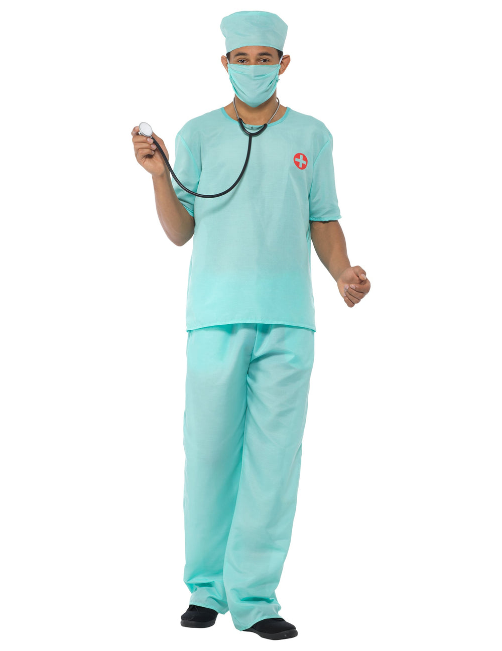 Déguisement et accessoires docteur chirurgien pour homme bleu turquoise avec masque et calot