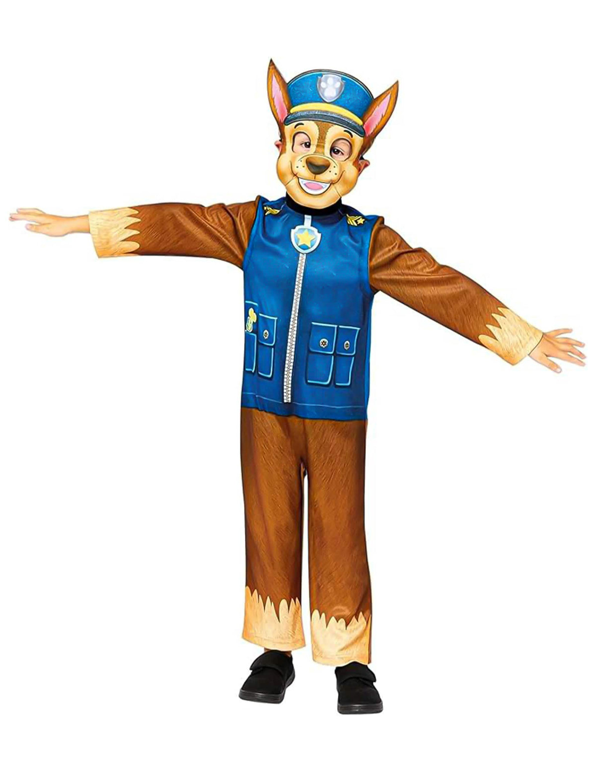 Pogled od spredaj na kostum in masko Chase tačke Pat'Patrulja
