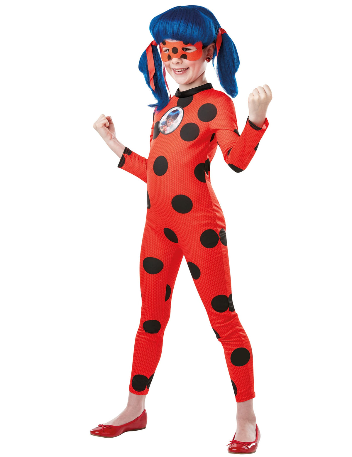 Déguisement et masque Miraculous Ladybug pour fille rouge à pois noirs
