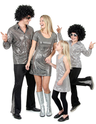 disco srebrna družinska preobleka