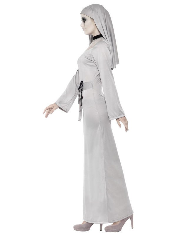 Vue de profil du déguisement de fantôme religieuse pour femme