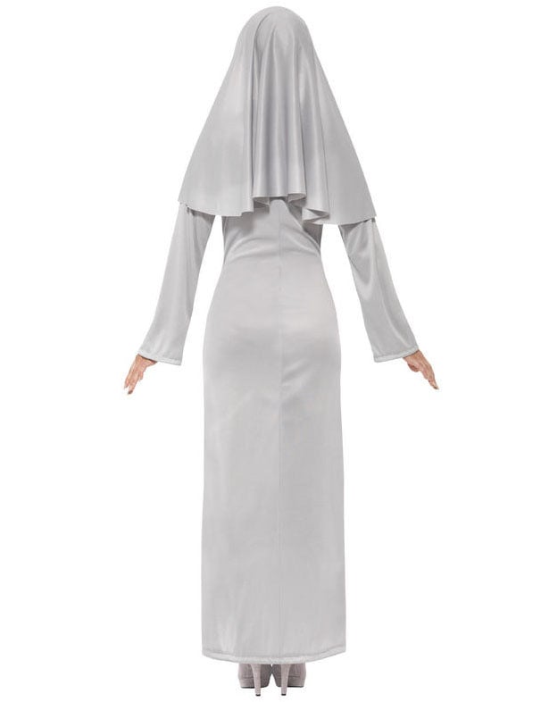Vue de dos du déguisement de fantôme religieuse pour femme