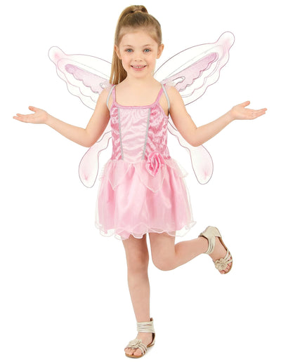 Déguisement de fée papillon pour fille rose avec ailes
