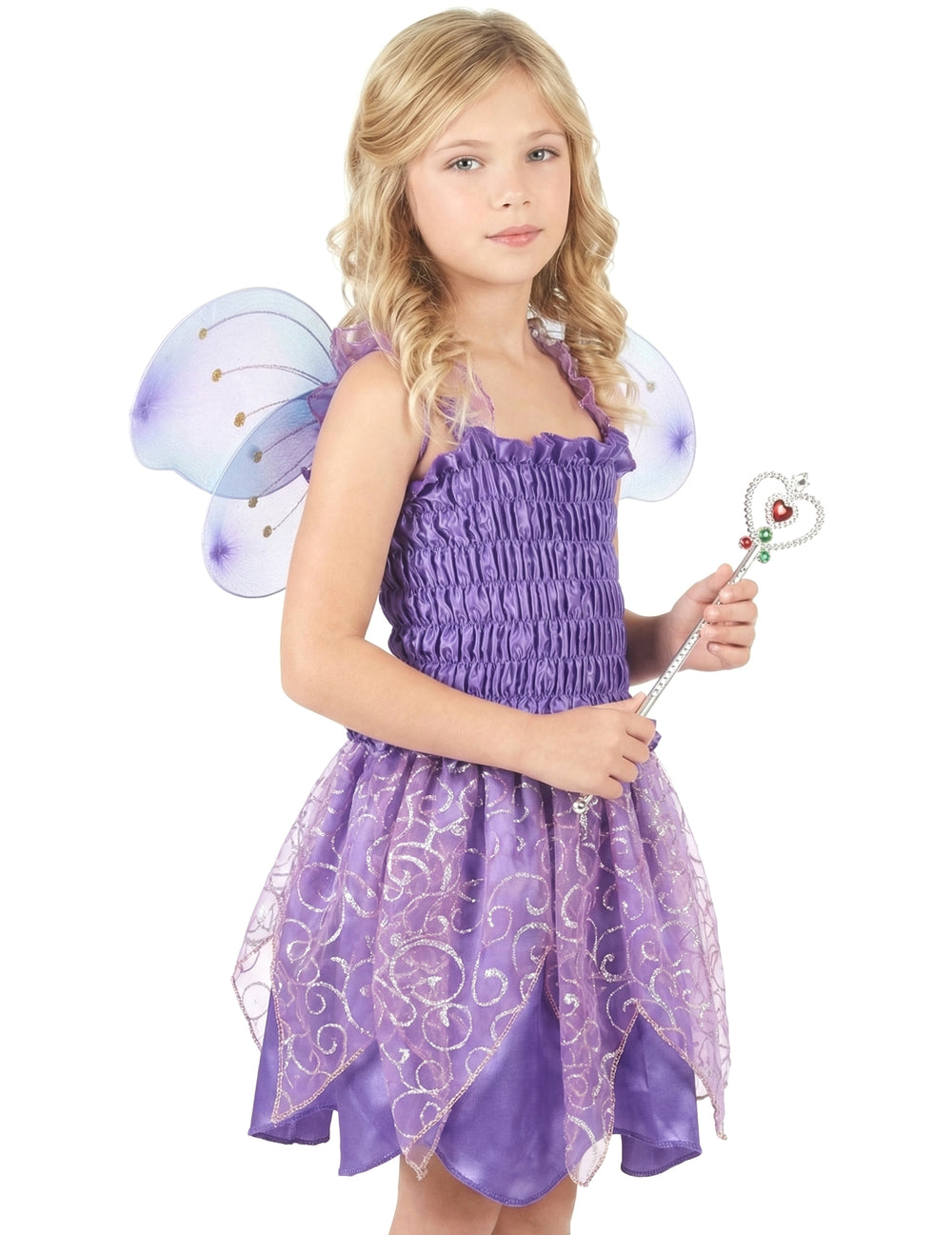 Vue de profil du déguisement de fée violette pour fille