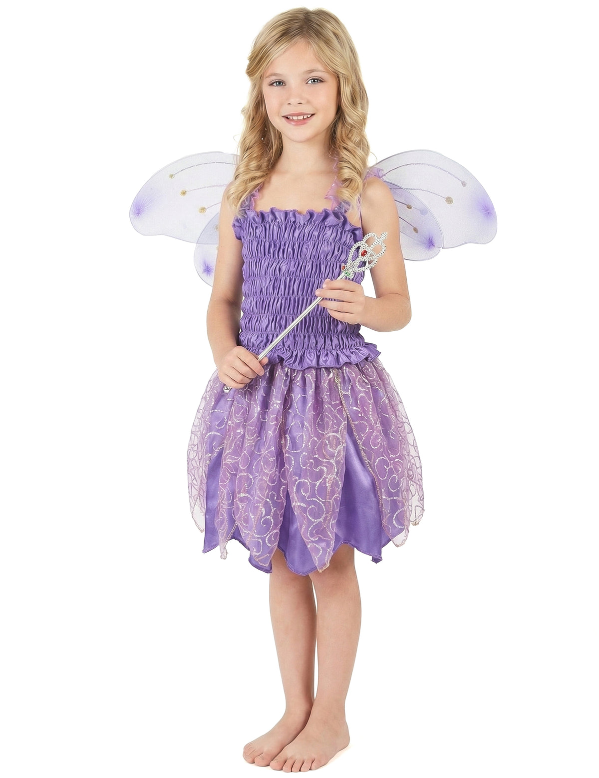 Déguisement de fée violette pour fille avec ailes et baguette