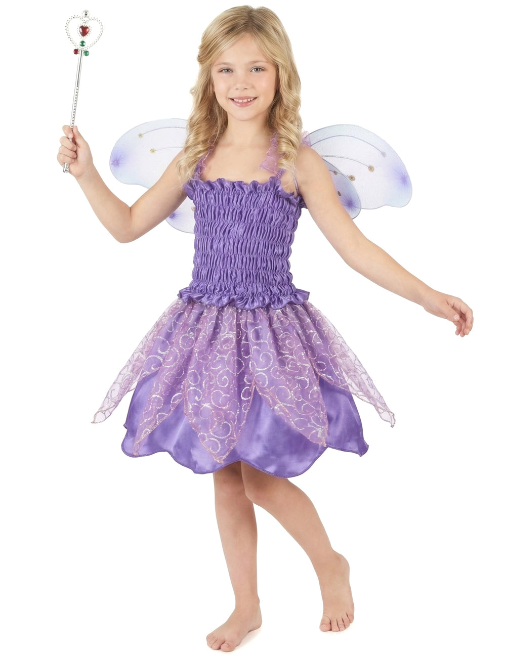 Vue d'ensemble du déguisement de fée violette pour fille