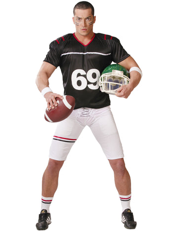 Kostum ameriškega nogometaša črno -beli moški