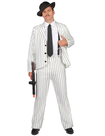 Moški beli gangsterski kostum