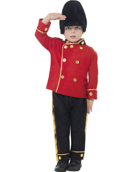 Déguisement de garde anglais pour enfant rouge et noir avec chapeau