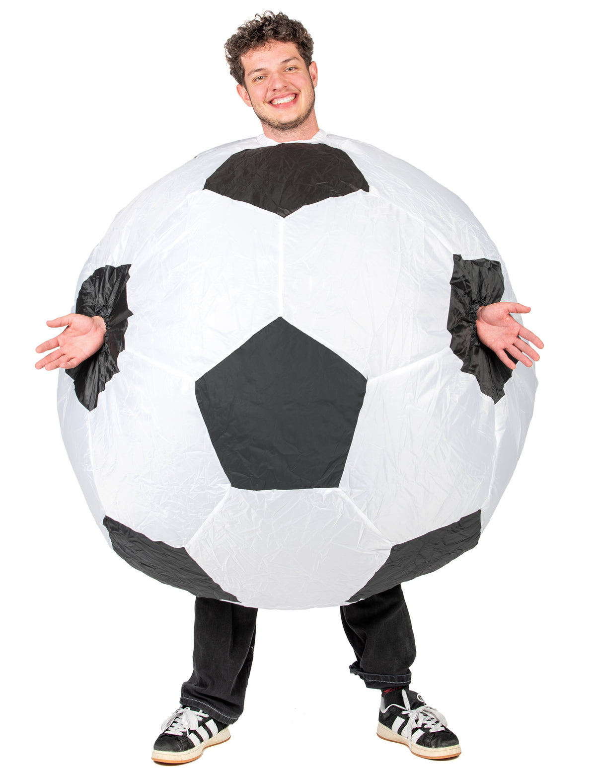 Déguisement gonflable ballon de foot pour adulte blanc et noir