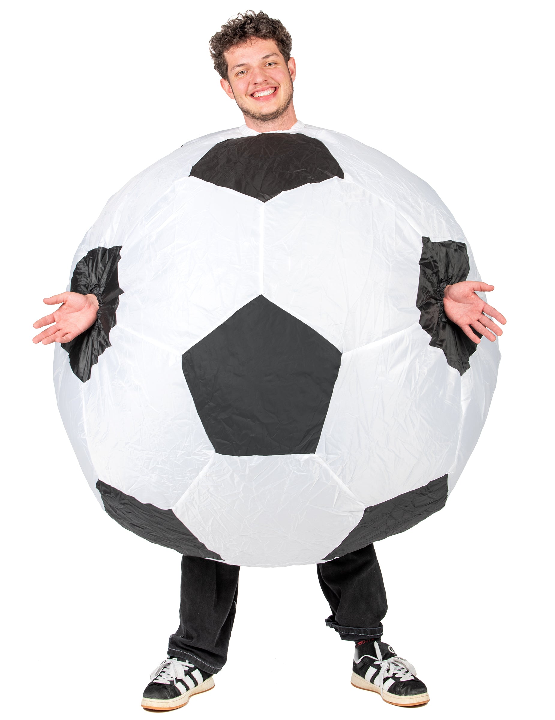 Déguisement gonflable ballon de foot pour adulte blanc et noir