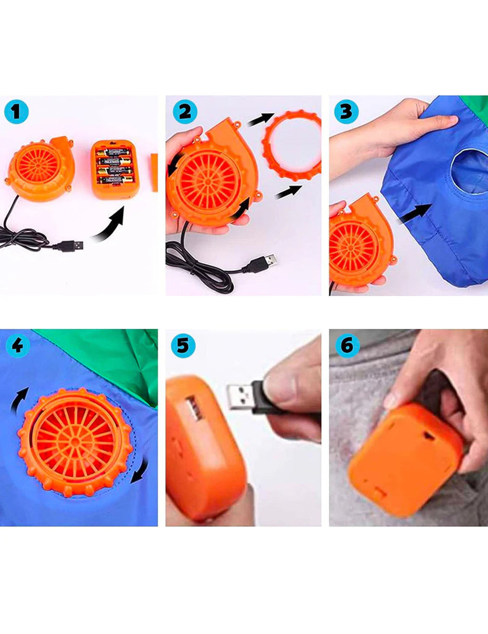 Étapes d'installation du système de gonflage du déguisement gonflable ballon de foot pour adulte
