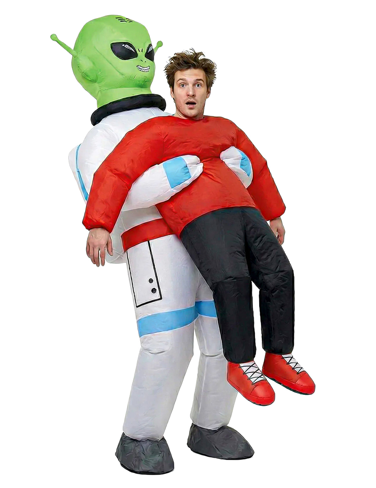 Déguisement gonflable porté par un extraterrestre pour adulte vert et blanc