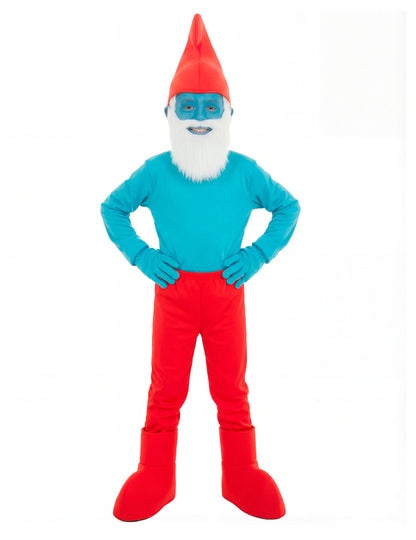 Déguisement Grand Schtroumpf™ pour enfant bleu et rouge avec barbe blanche