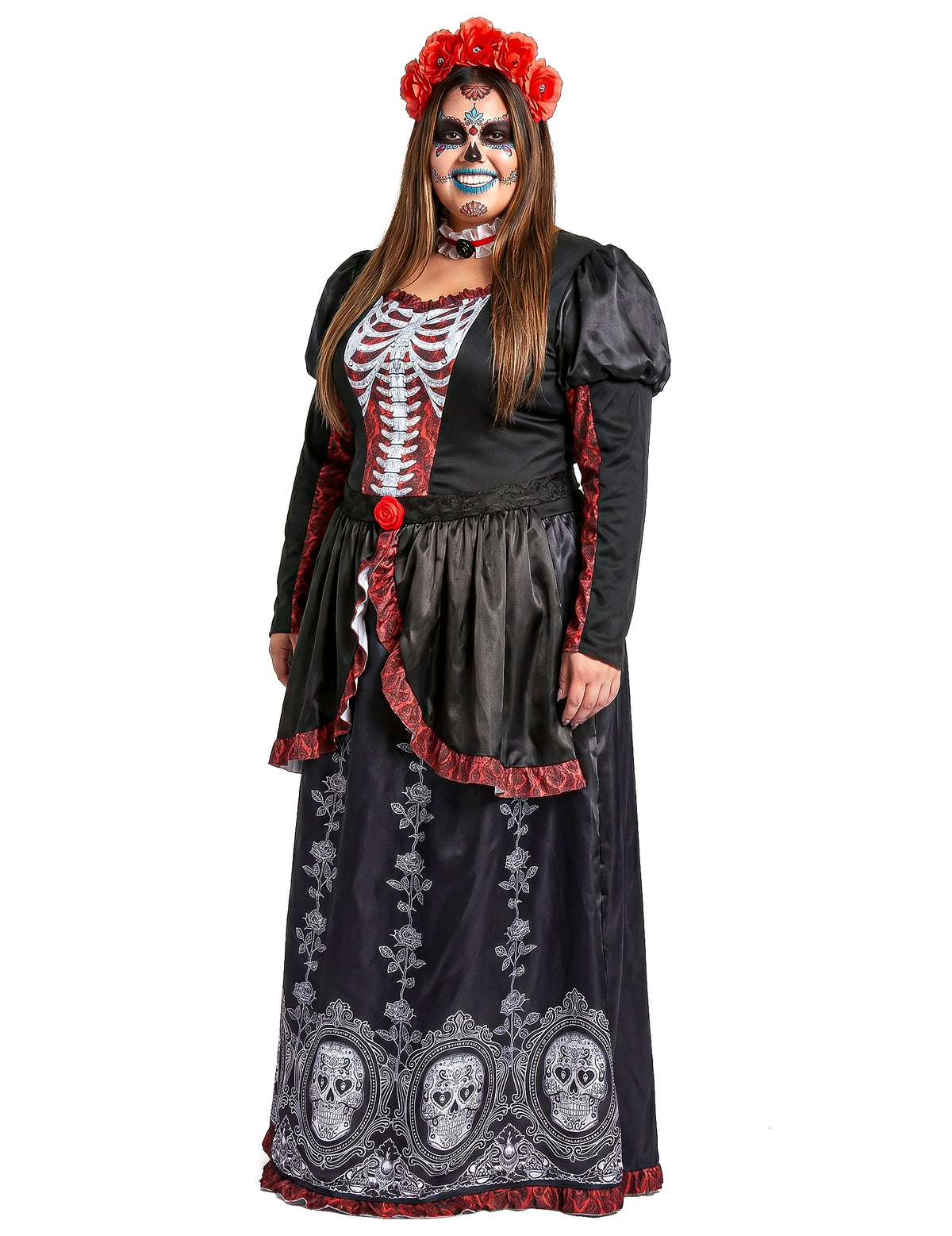 Velika pasu kostum dolga obleka los muertos ženske
