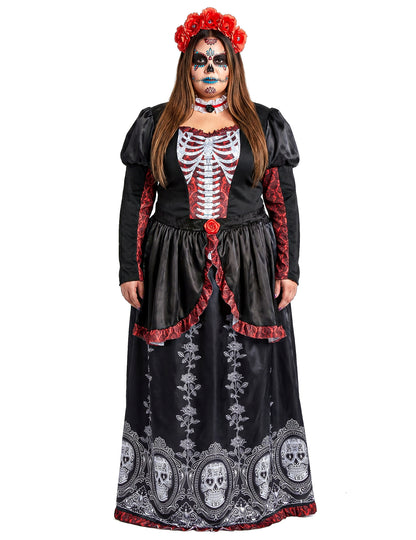Velika pasu kostum dolga obleka los muertos ženske