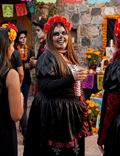 Velika pasu kostum dolga obleka los muertos ženske