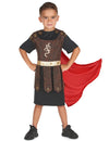 Déguisement de guerrier gladiateur pour garçon marron et noir avec cape rouge