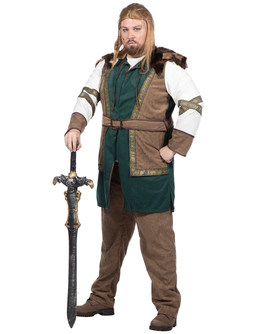 Vue de trois-quarts du déguisement guerrier viking luxe