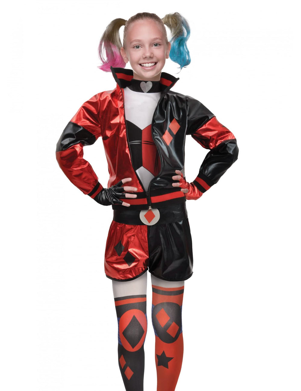 Pogled od spredaj na kostum Harley Quinn™ za dekle