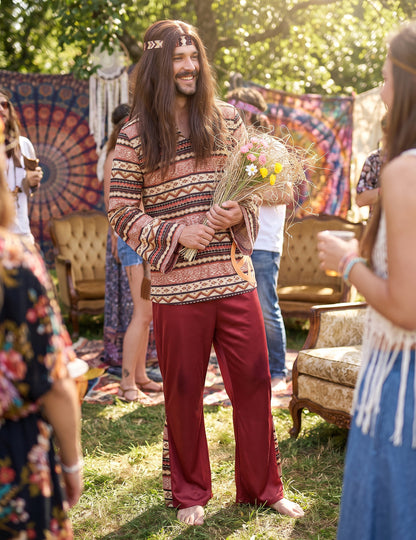HIPPIE BORDEAUX moški kostum