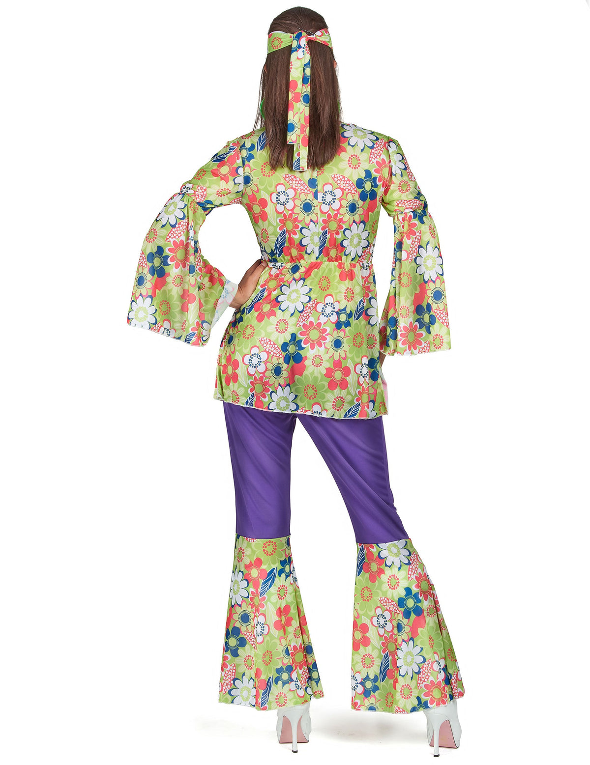 Vue de dos du déguisement hippie pour femme