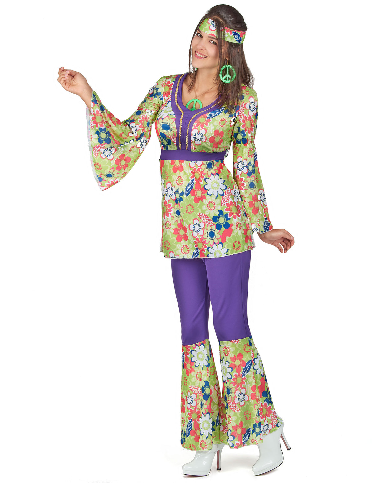Vue d'ensemble du déguisement hippie pour femme