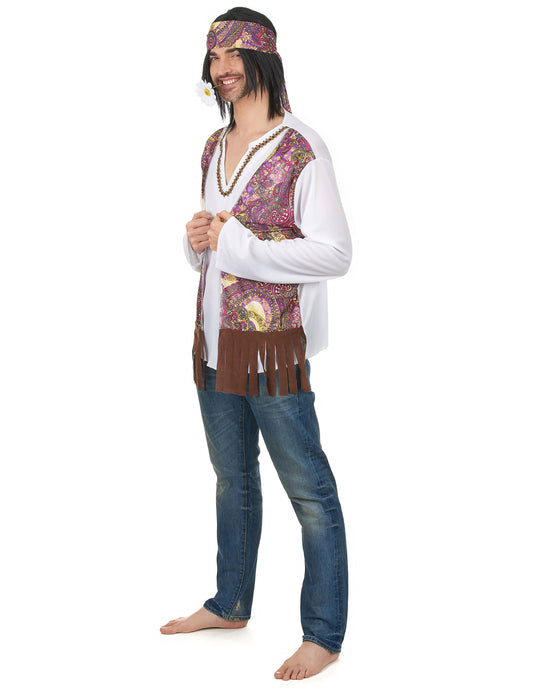Vue de profil du déguisement hippie à franges