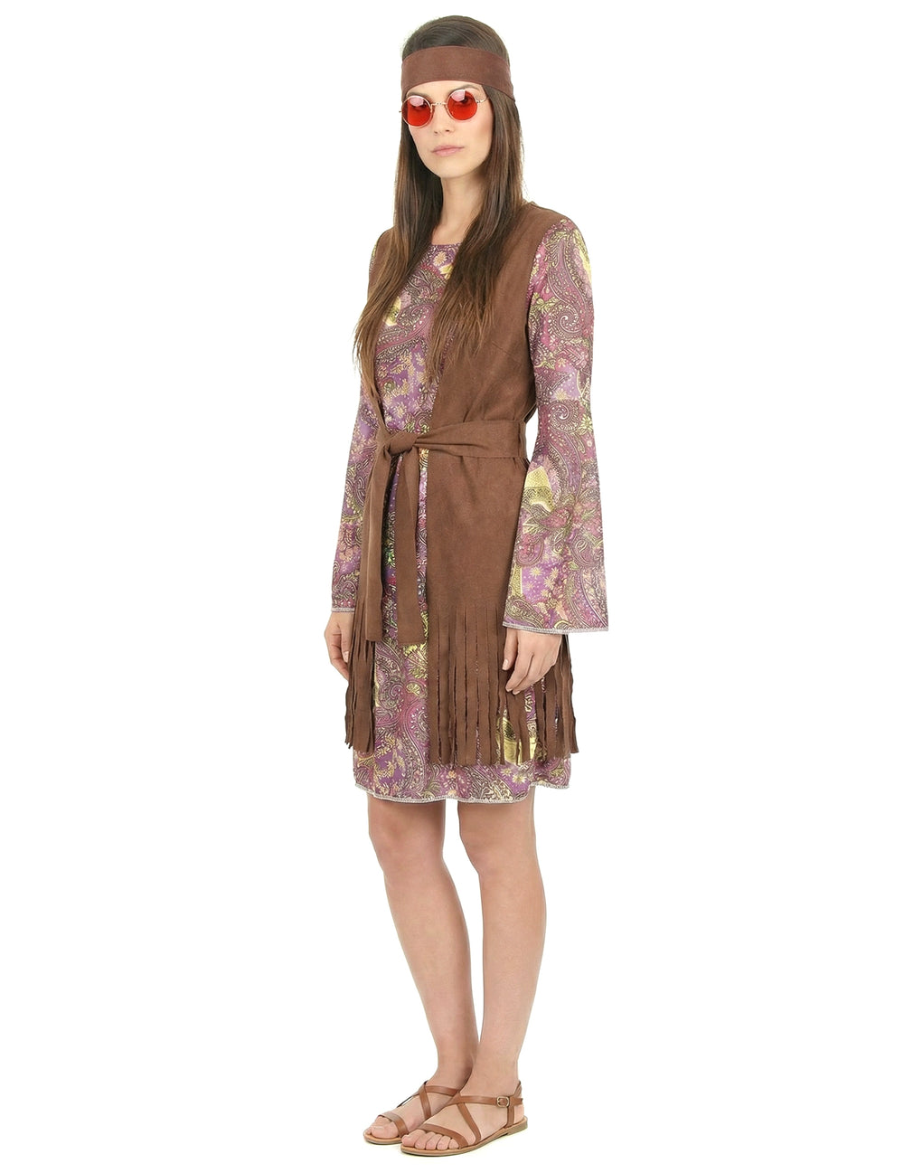 Vue de profil du déguisement hippie motif paisley pour femme