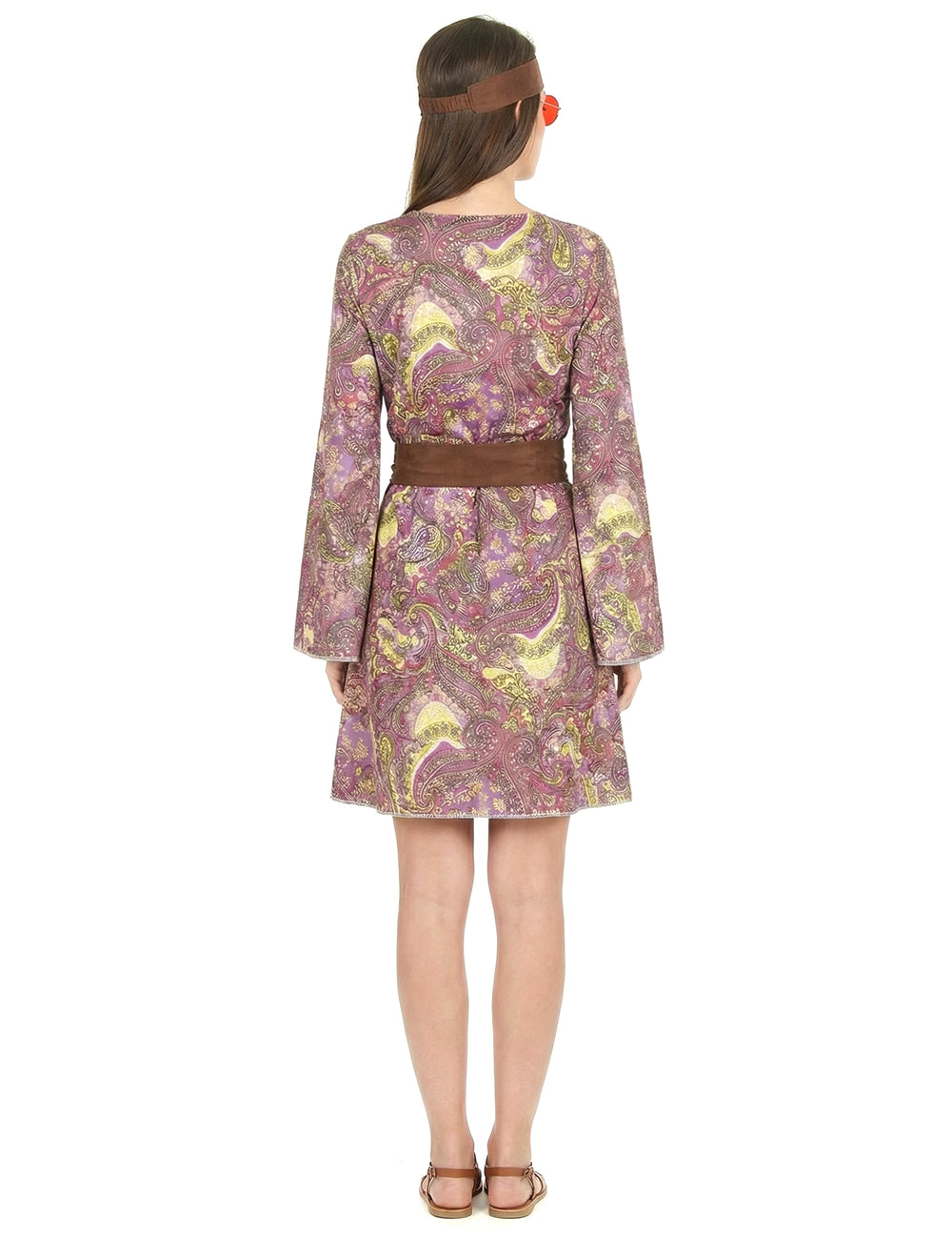Vue de dos du déguisement hippie motif paisley pour femme
