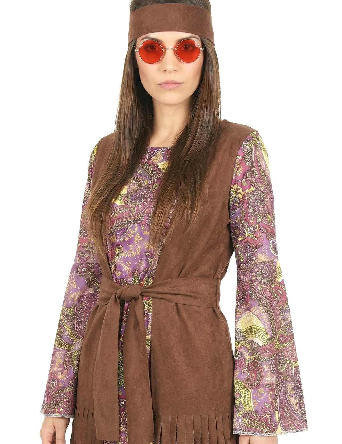 Gros plan sur le haut du déguisement hippie motif paisley