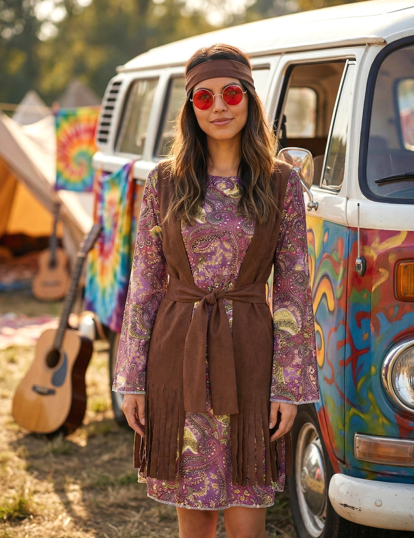 Hippie preoblečena paisley ženska