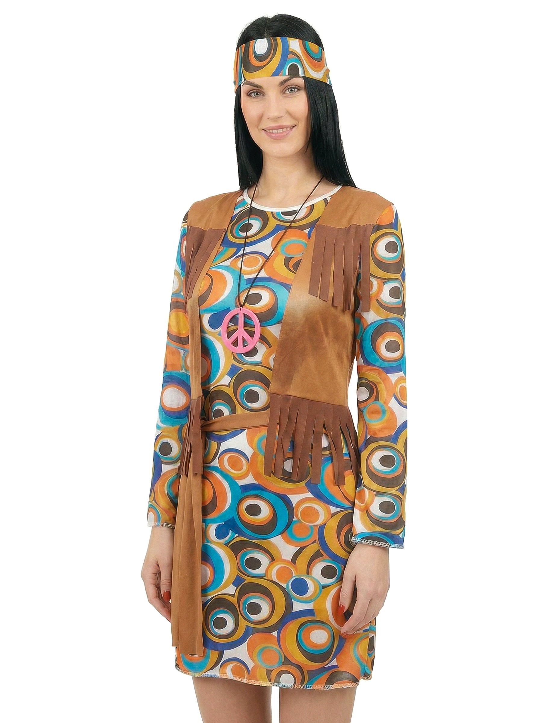 Sprednji pogled na kostum hippie z okroglimi motivi