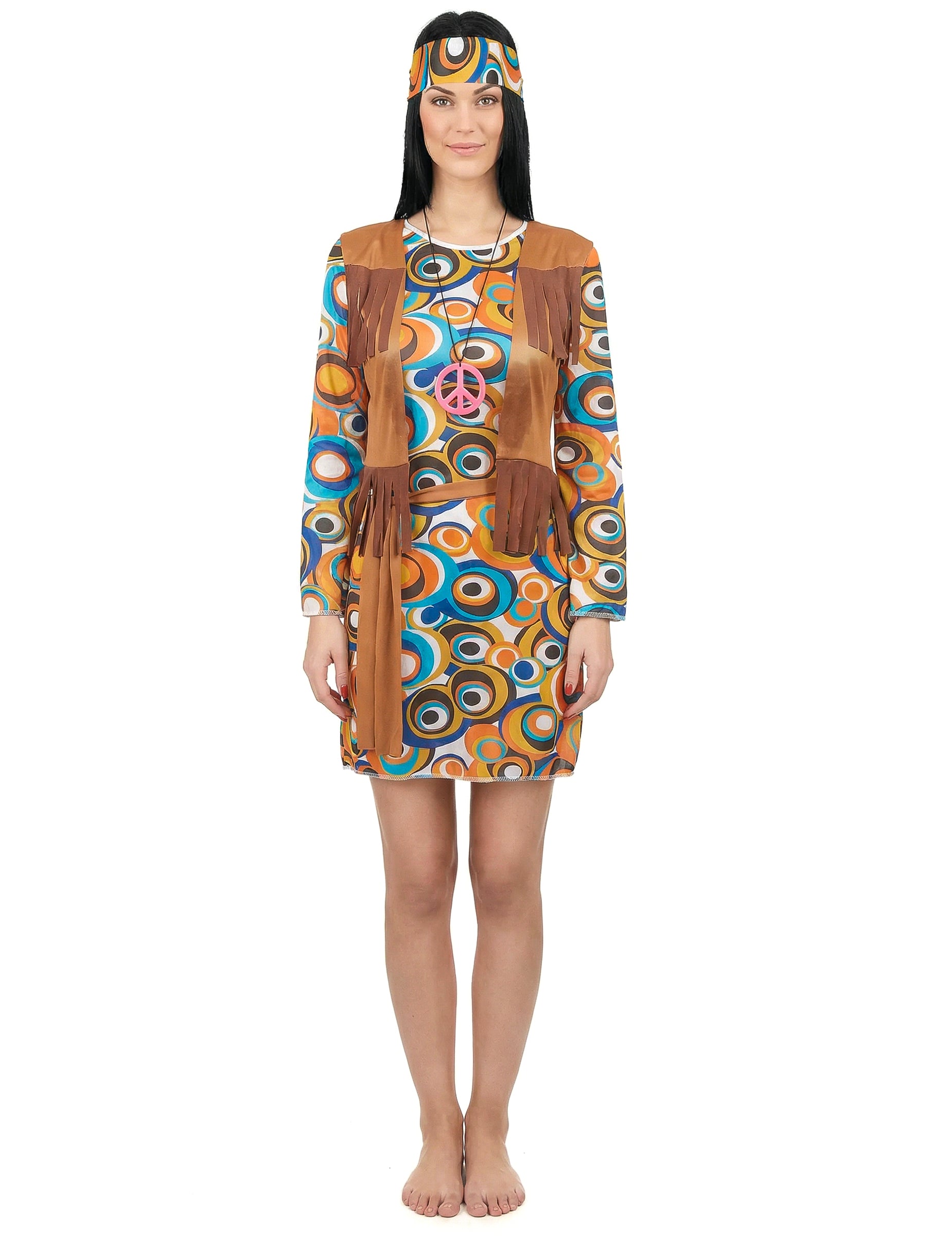 Celoten pogled na kostum hippie z okroglimi motivi