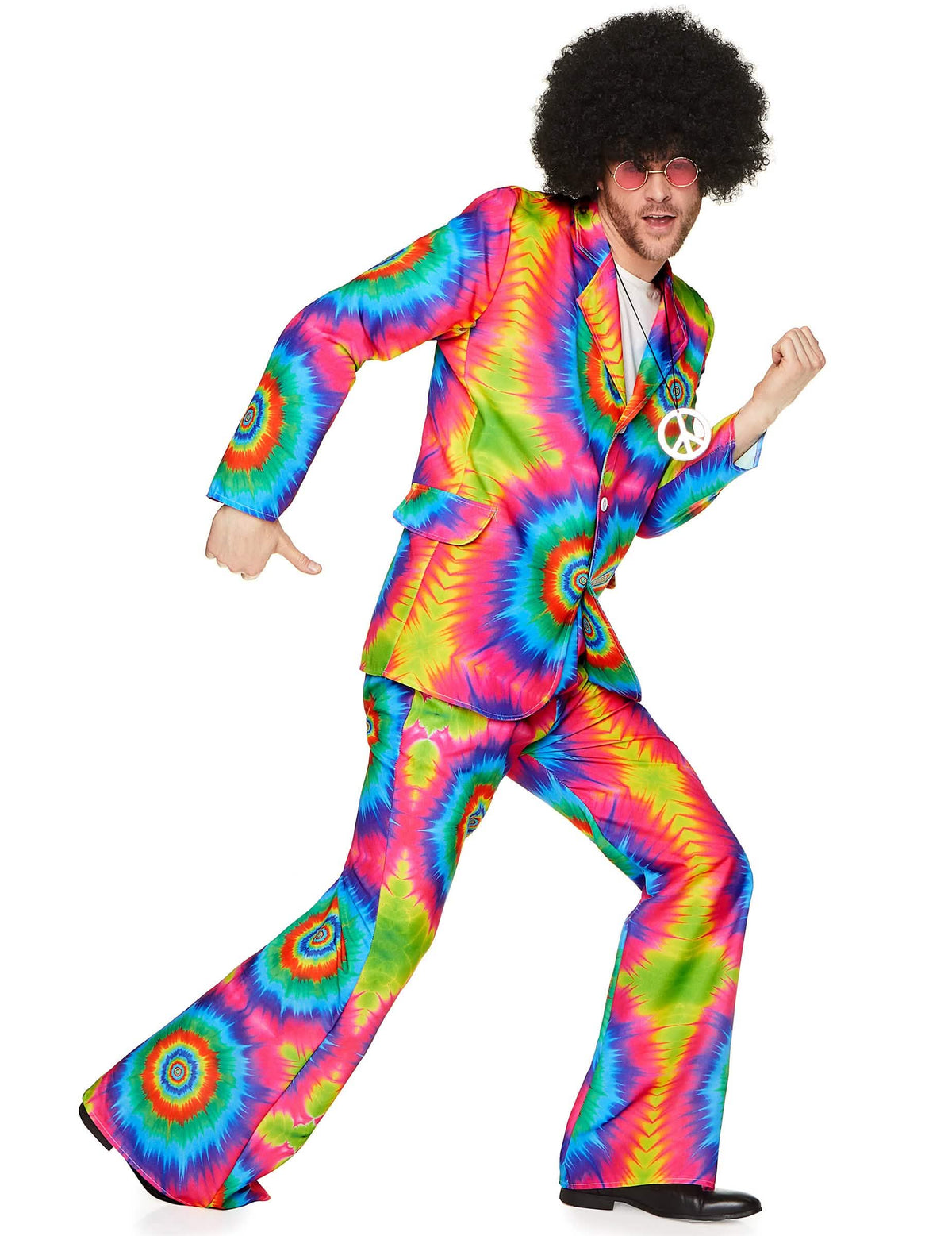 psihodelični hipijevski kostum za moški s pisanim tie-dye vzorcem