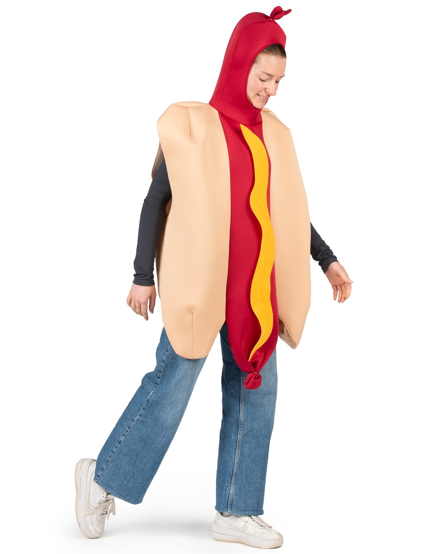 Stranski pogled na obleko hot dog za odrasle