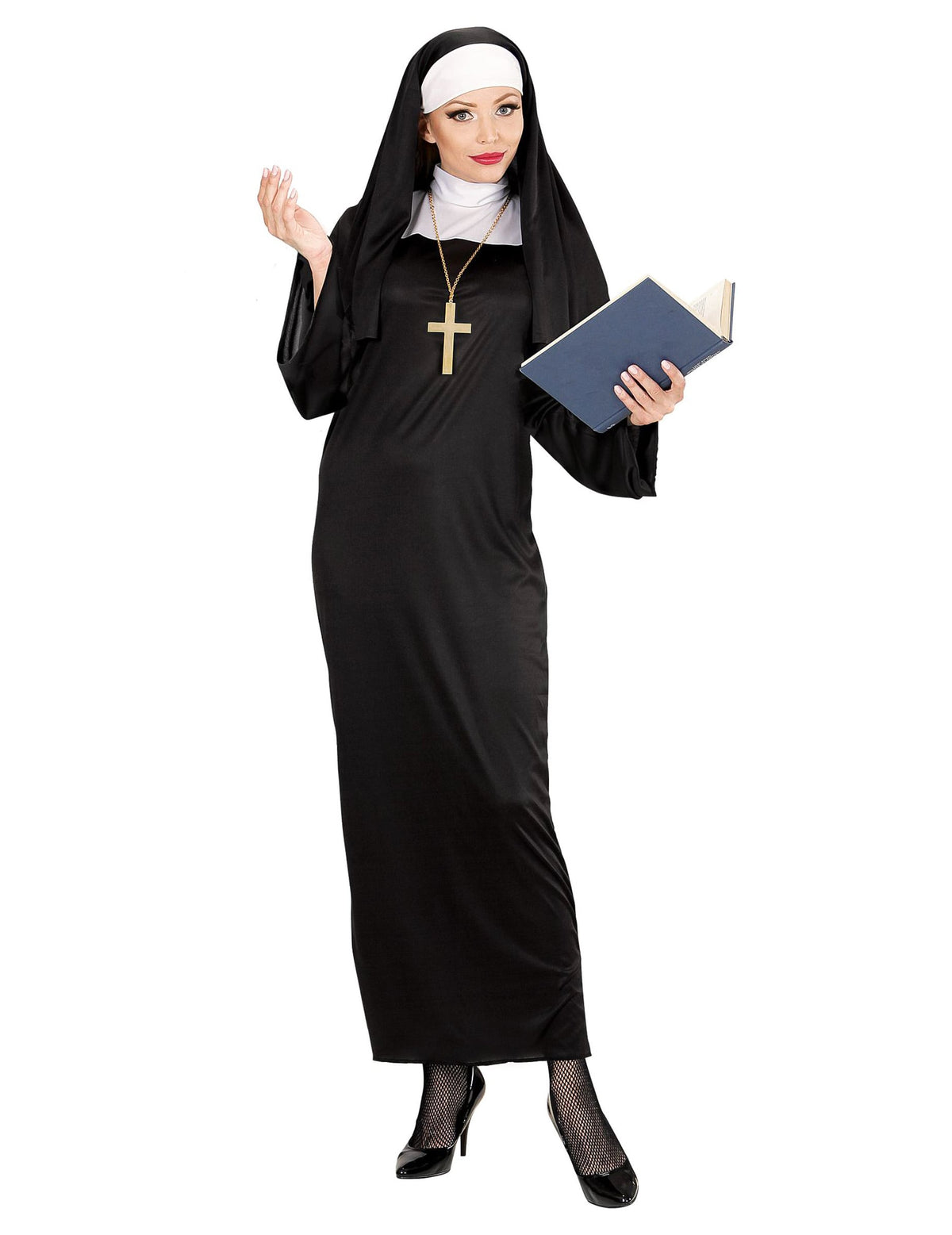 Vue d'ensemble avec livre du déguisement humoristique religieuse