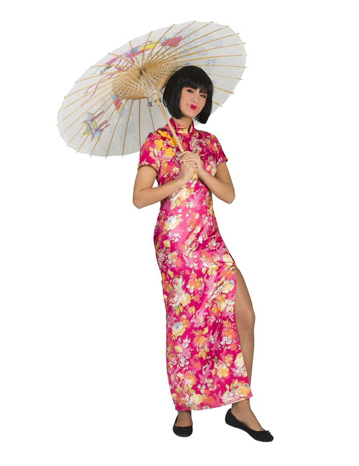 kostum japonke za žensko roza s cvetlicami